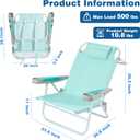 SUNNYFEEL Extra Wide Low Beach Chair 5 Position Lay Flat 500 LBS Heavy Duty, XL Oversized Portable Folding Camping Chairs with Cup Holder for Outdoor/Trip, Lightweight Backpack Beach Chair for Adults, X-Large
