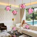 Wedding Centerpieces for Tables 12pcs Rose Ball Artificial Flower Arrangements 11" Silk Floral Half Balls for Party Home Valentine's Day Decoration-Pink