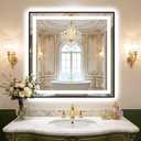 Led Bathroom Mirror with Light, 30x30 Bathroom Vanity Mirror for Wall with Frame, Anti-Fog, Dimmable 3 Colors, Memory Function, Backlit and Front Lit, Shatter-Proof Glass, Plug-in/Hardwired