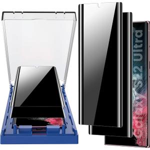 MOHAVE 2 Pack [Auto Alignment/Dust Removal] Screen Protector for SAMSUNG Galaxy S22 Ultra 5G 6.8″, 3D Curved HD Clear Film, 7H Hybrid Material, 100% Ultrasonic Fingerprint ID Compatible, Case Friendly