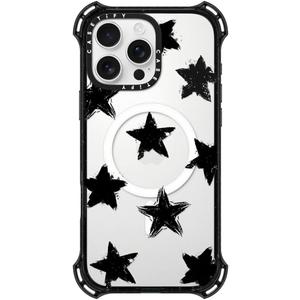 CASETiFY Bounce Case for iPhone 16 Pro Max [Shockproof / 21.3 ft. 6X Military Grade Drop Protection/Compatible with Magsafe] - Star Marks - Clear Black