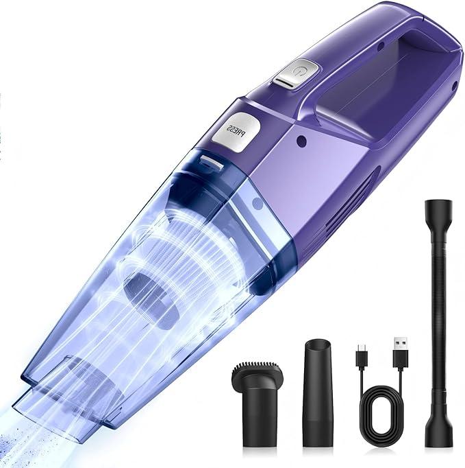 Handheld Vacuum Cordless – Car Vac Portable with 8KPA & Multi Accessories & Low Noise, Lightweight Hand Held Vacuum Cordless Rechargeable for Car/Home/Dust/Pet Hair, Mine Portable Vacuum