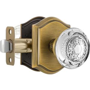 Crystal Door Knobs Interior, Vintage Passage Glass Antique Brass Door Knobs for Hall Closet, 1 Pack