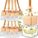 Rtteri 50 Pcs Car Essential Oil Hanging Bottle Empty Glass Diffuser Bottles Refillable Car Air Freshener Perfume Pendant Aromatherapy Fragrance Ornament Decor(Square Style)