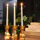 VOHO Vintage Ribbed Taper Candle Holders Set of 3, Boho Amber Candle Sticks Holder Decor Fall Centerpieces for Tables Thanksgiving, Minimalist Tapered Candlestick Holders for Tea Light & Taper Candles