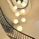 Modern Globe Chandelier Staircase Chandelier for Entryway
8 Light,Max Height 118inch,White Glass,Dimmable,Color Temperature 2700-6000K,Adjustable Height