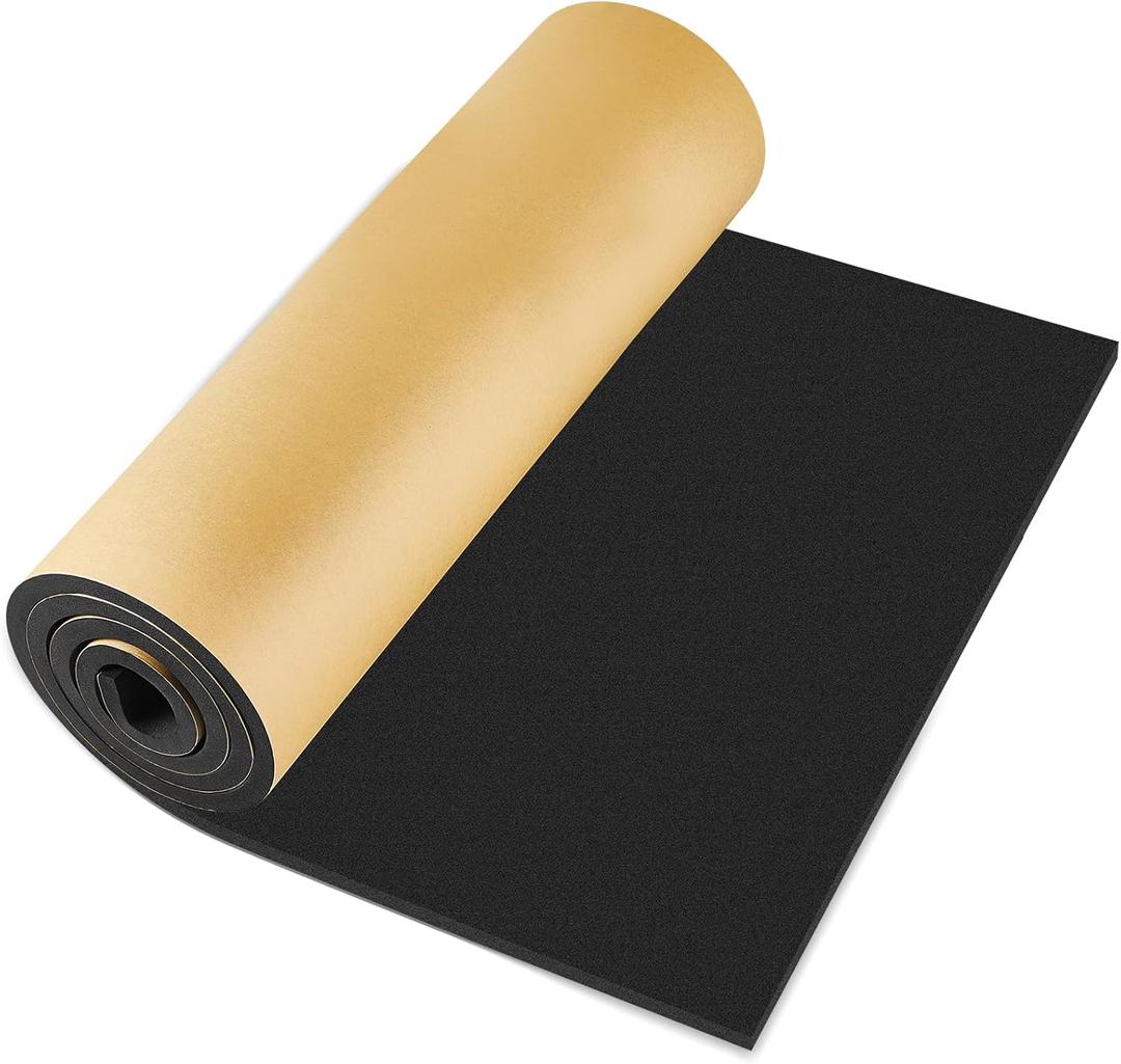 Pangda 1 Piece 36 x 79 x 1/2 Inch Extra Large Marine Foam Roll Closed Cell Rubber with Adhesive Insulation Sheets Lightweight Single Sided Tape Water Weather Resistant for Craft (Black)