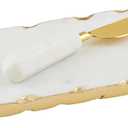 Mud Pie White Marble Everything Plate; board 4" x 9" | spreader 5 1/2"