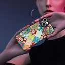 Magnetic for iPhone 15 Plus Case [Compatible with MagSafe] Aesthetic Flower Wave Patchwork Pattern Design, Slim Bumper Translucent Matte Protective Cover for Women Men