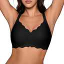 Bras for Women No Underwire - Wireless Seamless Bralettes with Support Padded Full Coverage Comfortable Tshirt Bra Black L