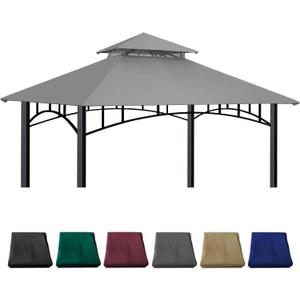Gazebo Replacement Canopy 10x10 Ft Compatible with SUNJOY Madaga Target Gazebo Frame Model L-GZ136PST, L-GZ136PST-2/7/9 (Grey)
