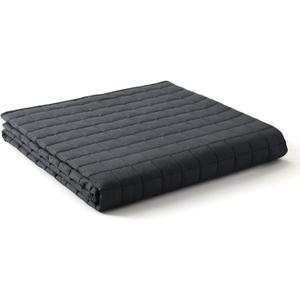 YnM 12lbs Weighted Blanket for Adults, Cotton Heavy Bed Throw Blanket with Cooling Glass Beads for All Season Use, Ideal for One Person of 110lbs (60x80 Inches, Queen Bed, Dark Grey)