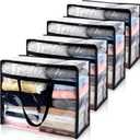 4 Pack Clear Blanket Storage Bags,60 L Large Plastic Vinyl Clothes Storage Bag,Clear Moving Bags with Zipper and Reinforced Handle,Closet Organizers for Bedding,Comforter,Duvet,Pillow
