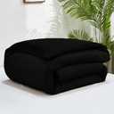 Black Comforter King Men Plush Fluffy Bedding Dark Color Minimalist Bedding Solid Modern Blanket Quilts Winter Warm Flannel Comforter  for King Bed