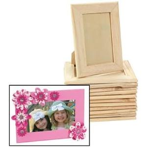 Fun Express Wooden Picture Frames Bulk Set of 12 - Unfinished Wood Frames 5x7 for DIY Crafts | Customizable Photo Frames for Kids Art Projects, School Activities & Family Creative Time | Natural Wood