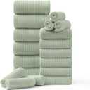 18 Piece Family Bath Towel Set Include 6 Bath Towels,6 Hand Towels and 6 Washcloths Soft Bathroom Towel with Hanging Loops,Highly Absorbent Quick Dry Towels Set for Bathroom,Hotel and Spa-Green