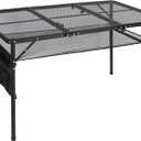 RedSwing Folding Grill Table, Lightweight Portable Grill Stand Table for Outdoor Camping Picnic BBQ, Adjustable Height, 48''x24''x16/28'', Black