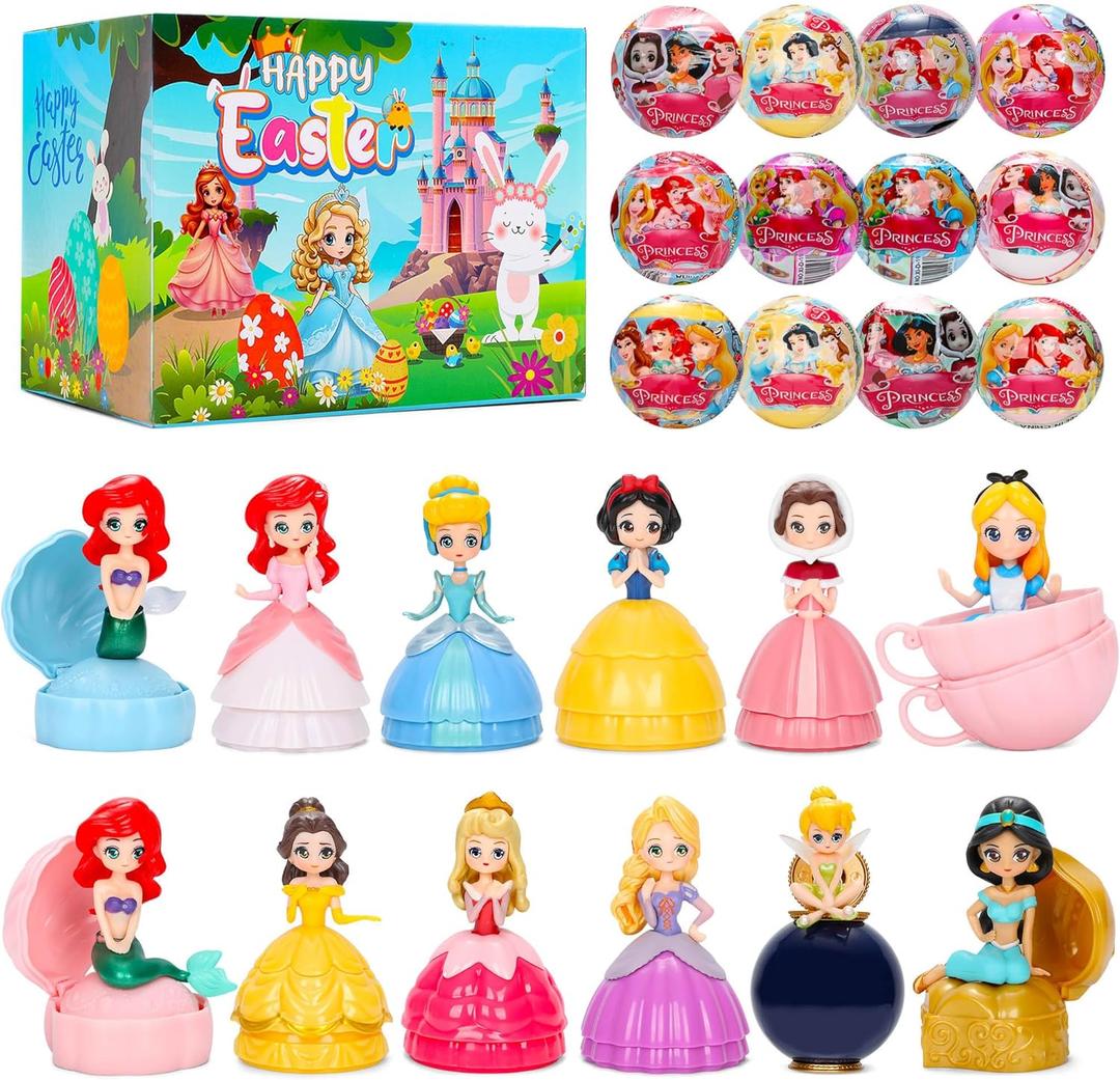 12 Pack Prefilled Easter Eggs with Princess-Themed Toys for Girls  Surprise Fairy Figures, Easter Egg Hunt, Basket Stuffers, Party Favors, Classroom Prizes
