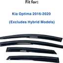 IG Window Visors Fit for 2016-2020 Kia Optima, Out-Channel Rain Guards Vent Wind Deflectors 4PC, Car Accessories for 16-20 Optima (Excludes Hybrid Models)