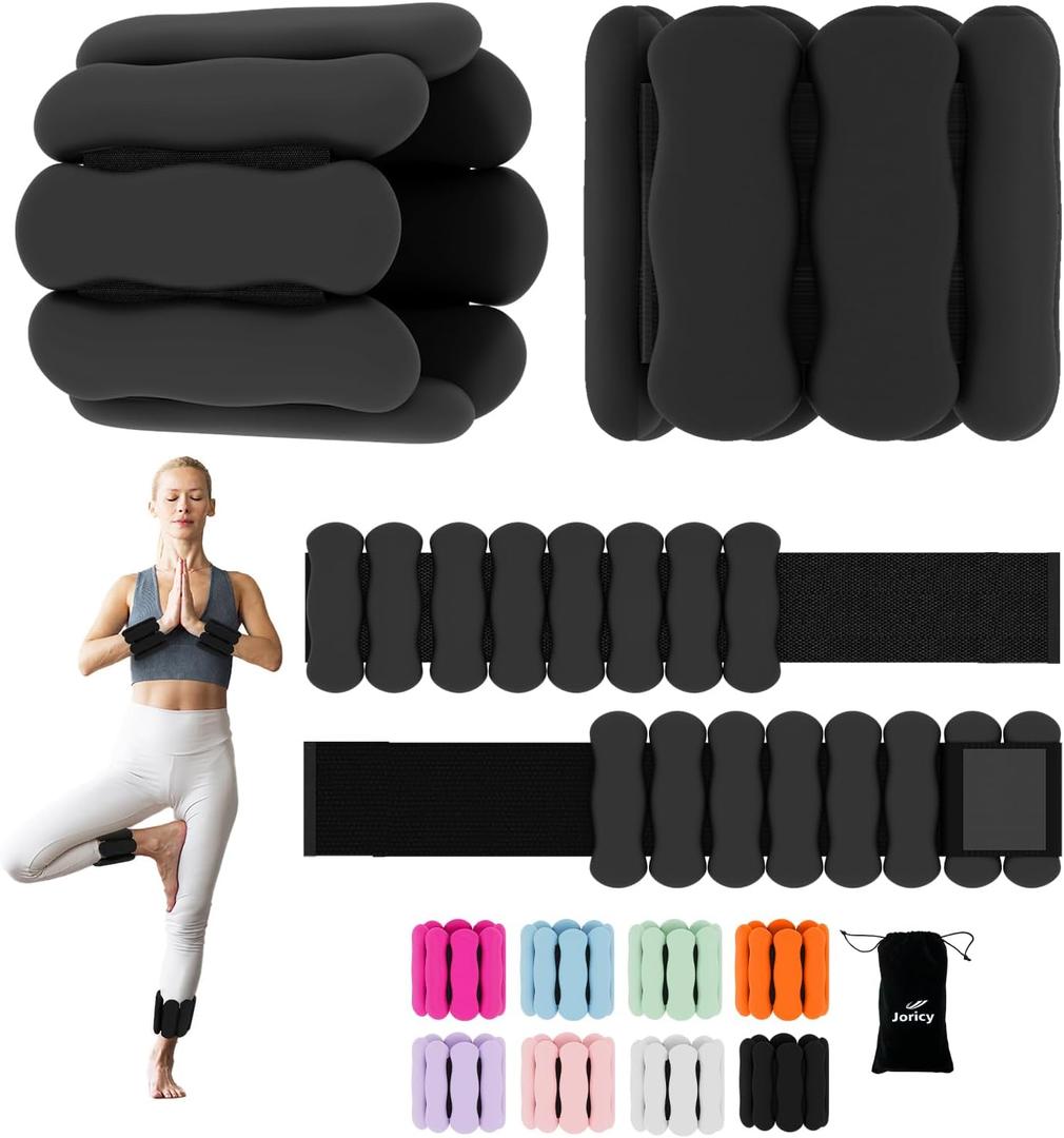 Ankle & Wrist Weights for Women Men, Set of 2, 1 lb/2 lb Each | Adjustable Arm & Leg Weights, Soft Silicone Weighted Bracelet For Pilates Yoga Dance Walking Running Swimming Weight Loss
