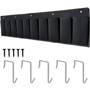 RV Shoe Pockets 10 Pockets Heavy Hanging Bedside Storage Organizer with Sturdy Hooks Storage Pockets Hangs on Bed for Shoes Toys and Tool Accessories (Medium, Black)