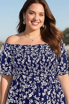 Plus Size Summer Casual Floral Print Strapless Cut-Out Dress, Size Large