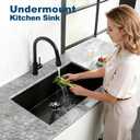 30" Undermount Kitchen Sink, 16 Gauge T304 Stainless Steel Single Bowl, 30x17x9 Inch Deep Under Counter Sink with Roll-up Drying Rack & Grid, Scratch-Resistant Brushed Finish