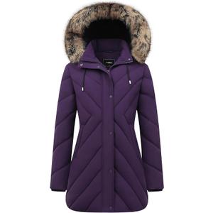 Women's Winter Coat Long Puffer Jacket - Waterproof Warm Thickened Snow Coat for Women (Purple, Small)