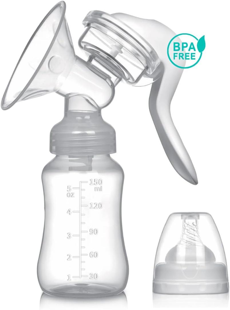Manual Breast Pump and Milk Collector - Innovative Design, Silicone Manual Breast Pump Hand Pump- BPA Free, 150 ml Collector, Hand Express, FSA Eligible Breastfeeding