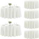 Fokitut 6 Pack Round Tablecloth, 120 Inch, Stain Resistant and Wrinkle Polyester Table Cloth, Fabric Table Cover for Kitchen Dining, Wedding, Party, Holiday Dinner-Ivory