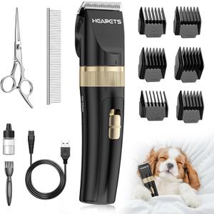 Dog Clippers for Grooming, Low Noise, Electric Quiet, Adjustable Clipper Comb, Rechargeable Cordless Dog Hair Clippers for Dogs Cats Pets, Black