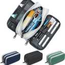 3 x Della Gao Large Pencil Case, Big Capacity Pencil Pouch with 3 Compartments, Office Pencil Bag with Zipper, Big Pen Case for Adults (Beige-03RH)