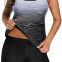 Tempt Me Two Piece Tankini Swimsuits for Women Tummy Control Bathing Suit with Shorts Athletic Two Side Pockets Swimwear, Size: L