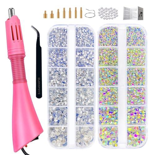 Hotfix Rhinestones Bedazzling Kit,Iron-on Hot Fix Applicator Setter Tool with Rhinestones,Hot Fixed Wand for Clothes Clothing Fabric Crafts,Crystal