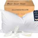 BHZ Goose Down Feather Standard/Queen Pillow, Luxury Hotel Collection Bed Pillow for Sleeping, Firm Soft Support for Side & Back Sleepers for Apartment College Dorm Room Essentials, White (Standard (Pack of 1))