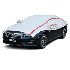 Half Car Cover Top, Windshield & Sunroof Cover for Ice and Snow with Cotton Liner, Hail Protector Car Cover Waterproof All Weather for Snow, Sun, Rain, Dust, Fit Sedan Universal