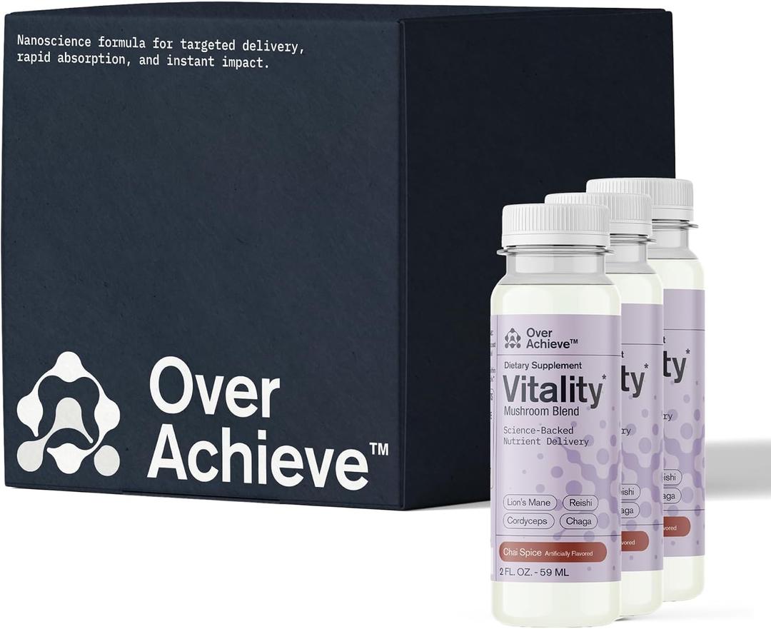 Supplement Variety Pack with Advanced Nanoscience Technology, 3 Pack, Stress Calming Relax Drink, Sleep Aid Drink, Mushroom Supplement Drink, 2 oz Shot (EXP 09/29/25)