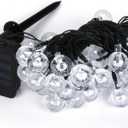 NAACOO Solar String Lights Outdoor 40Ft Waterproof Fairy Lights with 8Modes,Solar Powered Crystal Globe Lights for Garden Fence Patio Home Party Christmas Decoration (White)