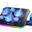 KeiBn Upgarde Laptop Cooling Pad, RGB Lights Laptop Cooler 6 Fans for 15.6-17.3 Inch Laptops, 7 Height Stands, 10 Modes Light, 2 USB Ports, Desk or Lap Use (A8, Blue)
