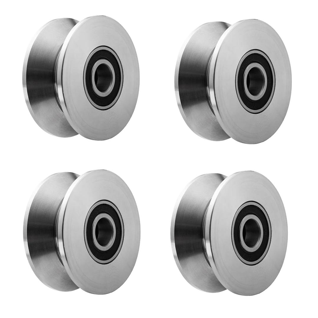Sliding Gate Rollers Stainless Steel V Groove Wheel Heavy Duty Cable Pulley Block V Shaped Rail Gate Wheels Quiet and Smooth Operation Plate Caster with Bearing for Barn Door Track