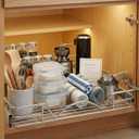 HOLDN STORAGE Pull Out Cabinet Organizer, Heavy Duty Caddy - 8W x 21D - Requires At Least 9-1/4 Cabinet Opening, Steel Metal Cabinet Drawers Slide Out, Chrome
