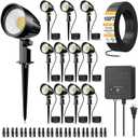 12W Landscape Lighting Kit, Low Voltage Landscape Lights with Transformer 100FT UL-Listed Wire & Connectors, 2700K Waterproof Outdoor Spot Lights for Yard House Tree 12V-24V, 12 Pack