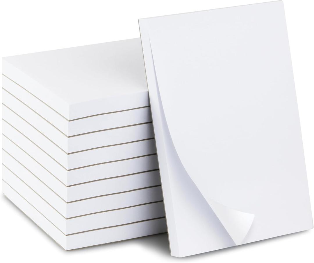 KitchenDine 10 Pack Note Pads 4x6 | 100 Sheets Per Memo Pad | Server Note Pads | Scratch Pads for Writing | White Blank Notepads in Bulk | Small Notepad | Paper Pads for To Do Grocery List