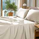 SONORO KATE 100% Egyptian Cotton Sheets Set - 1000 High Thread Count, Luxury 5-Star Hotel Sateen Bed Sheets, Soft, Breathable Long Staple Sheets, Fit up to 16" - 4 PC (Cream,King)