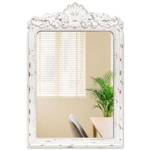 Nuanchu Vintage Floral Arched Wood Framed Wall Mirrors, 30 x 20 Inch