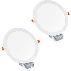11 Inch Recessde Lighting for Ceiling with Junction Box,6000K 2185LM,24W Ultra-Thin Canless Wafer Downlight,for high Ceiling 2 Packs,No Dimmable
