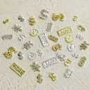 36Pcs Metal Money Dollar Nail Charms 3D Silver Gold Nail Rhinestones Shiny Luxury Money Sign Design Alloy Dollar Nail Art Gems Alloy Design for Women Girls Nail Decoration for DIY Acrylic Nails