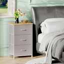 Somdot Dresser for Bedroom with 3 Drawers, Storage Organizer Chest of Drawers with Removable Fabric Bins for Closet Bedside Living Room Laundry Entryway Hallway, Ash Grey