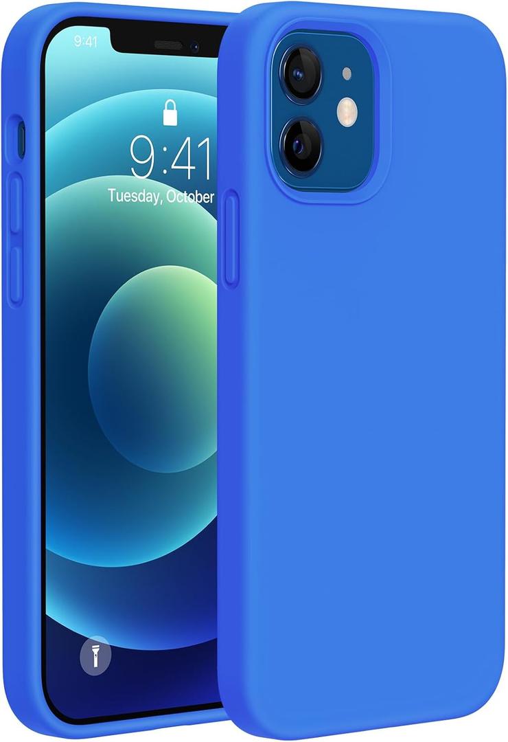 Miracase Compatible with iPhone 12 Case and iPhone 12 Pro Case, Liquid Silicone Gel Rubber Full Body Protection Shockproof Drop Protection Phone Case for iPhone 12/12 Pro 6.1 inch, Mediterranean Blue