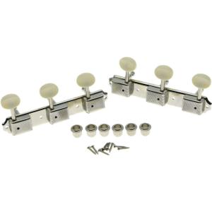 KAISH Nickel w/Aged White 3 per side 3x3 on a Plate Vintage Guitar Tuning Keys Tuners